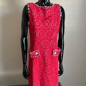 Sara Campbell Vintage Red and White Dress (Size 8)